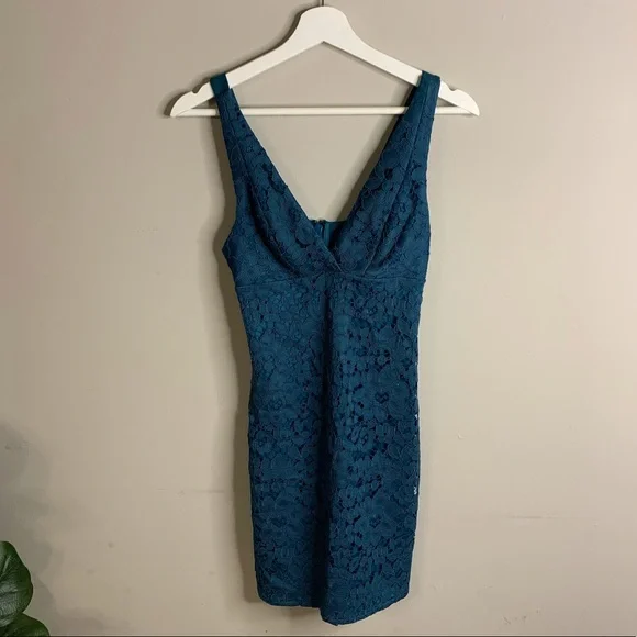 Topshop Dark Green Lace Dress - Picture 7 of 10